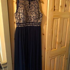 R & M Richards blue/gold full length gown